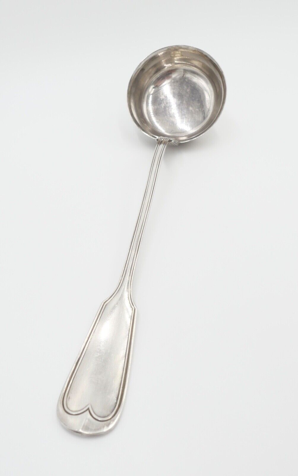 OKA 60 Suppenschöpfer Suppenkelle 60 versilbert Augsburger Faden - Antikhandel-Stuttgart