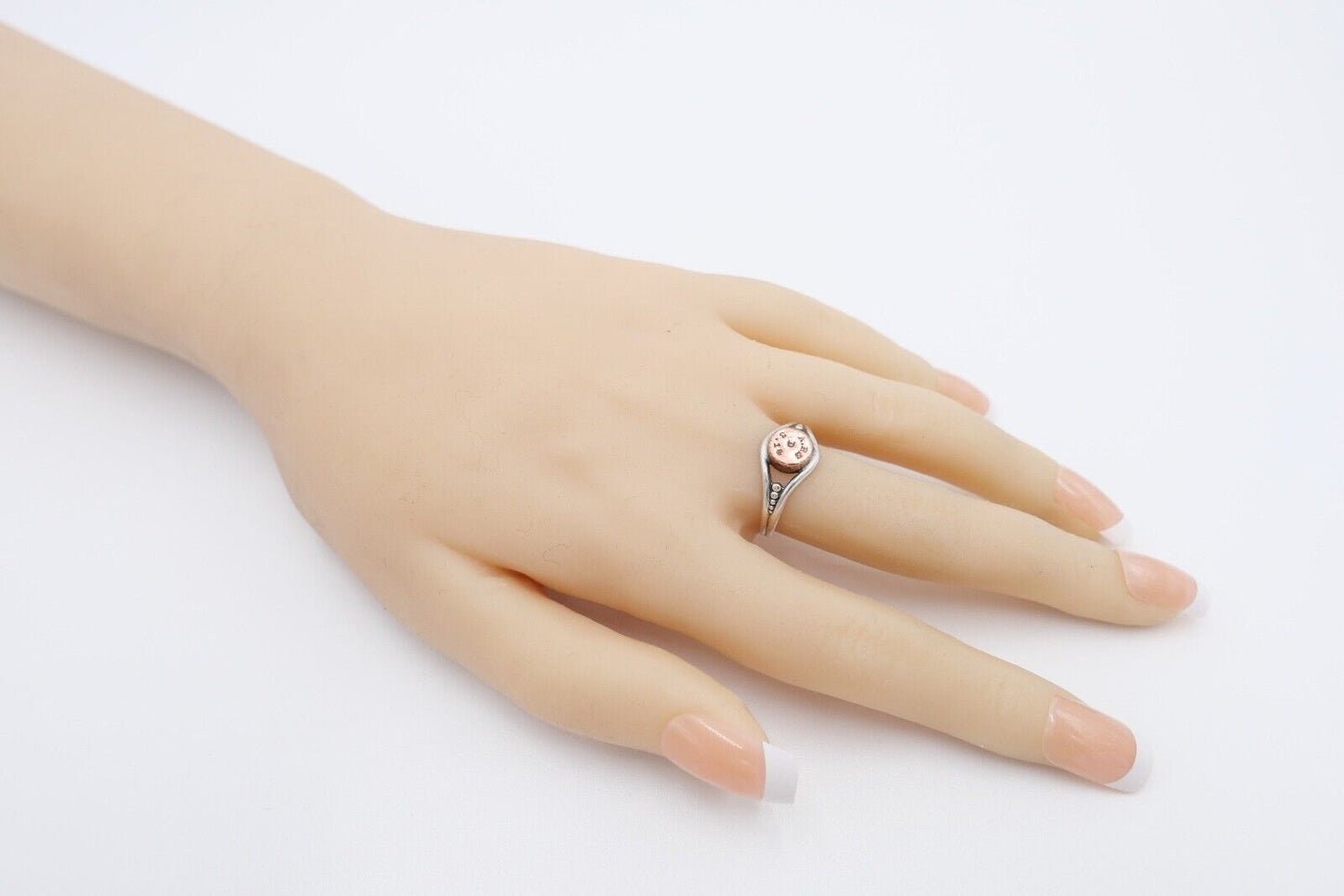 Ring 800 Silber Gr. 57 Ringkopf Kupferplatte mit Initialen und Datum 1914 A.RS D - Antikhandel-Stuttgart