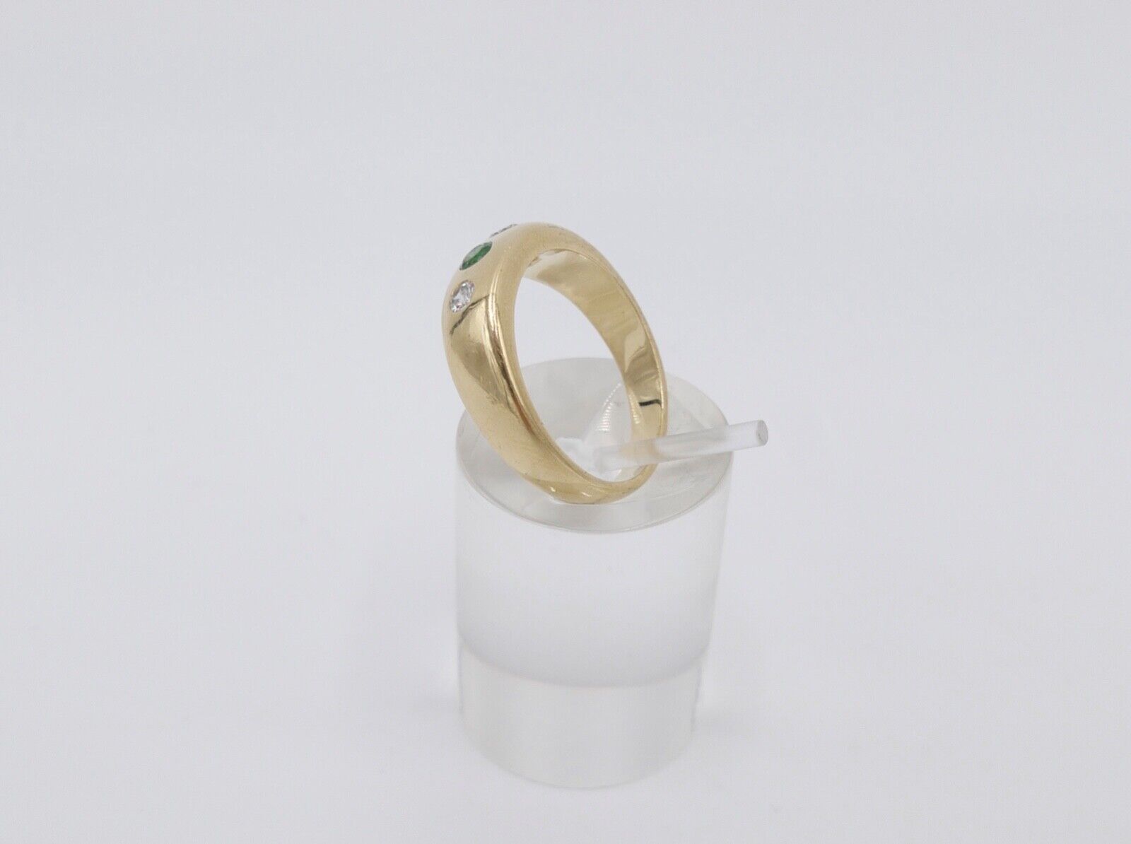 Massiver Damen Gelbgold Ring Lupenrein Brillant & Smaragd 0,44Ct 585 / 14K Gr.59 - Antikhandel-Stuttgart