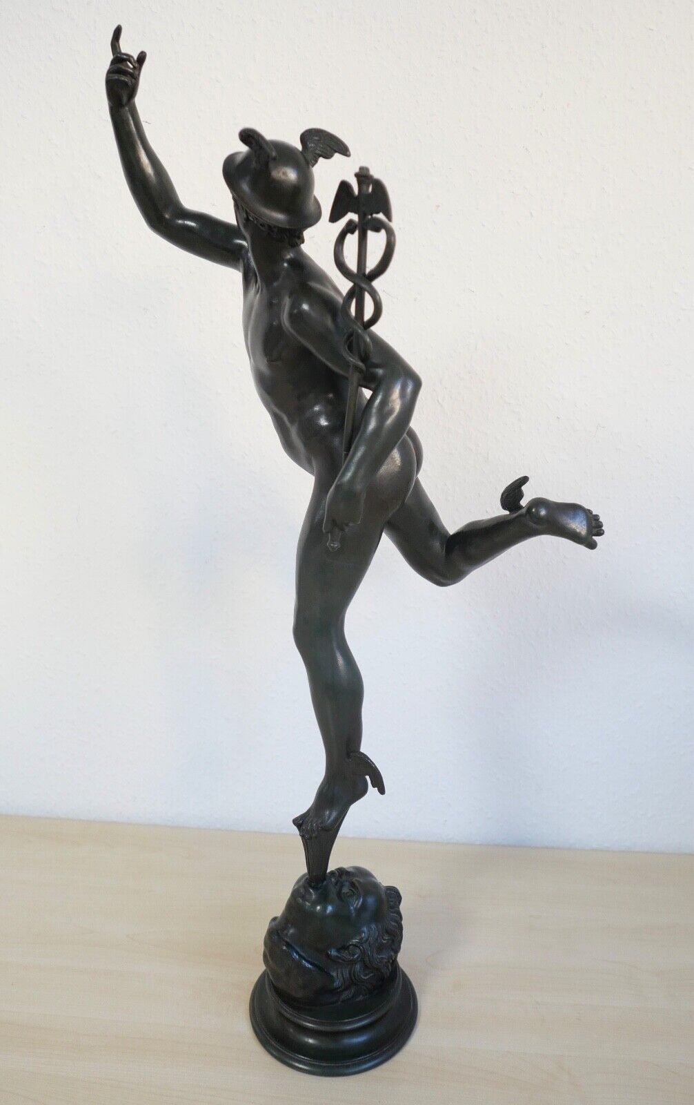 Große Bronze Statue 79 cm HERMES DER GÖTTERBOTE 6,4 Kg - Antikhandel-Stuttgart