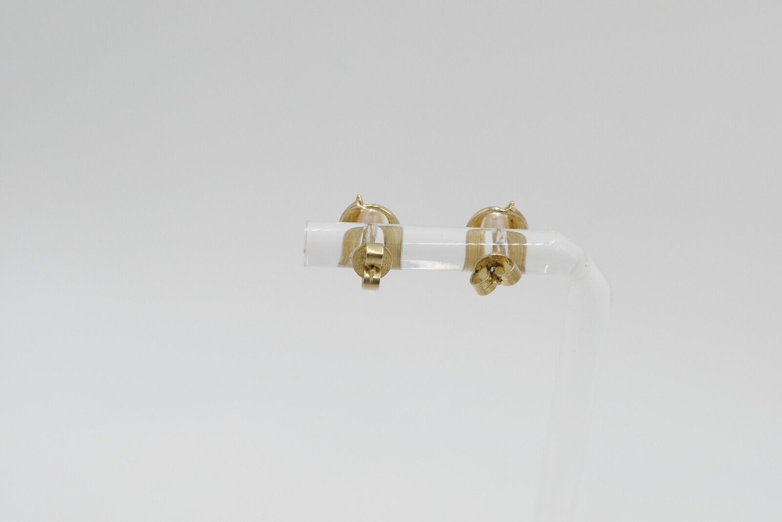 80er Jahre Gelbgold Akoya Perlen Ohrringe Ohrstecker 333 / 8K Perle Ø 6,6 mm - Antikhandel-Stuttgart