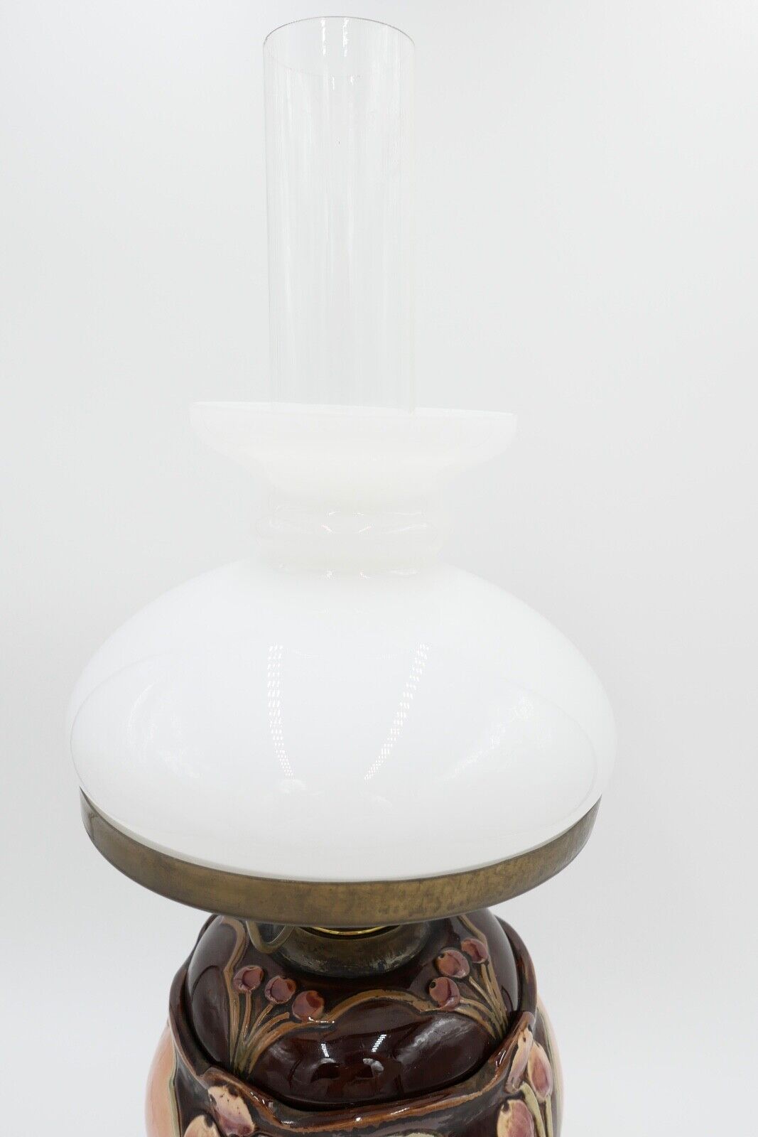 Alte Jugendstil Petroleumlampe um 1910 KARL KNEUSEL Zeulenroda Bronze Majolika - Antikhandel-Stuttgart