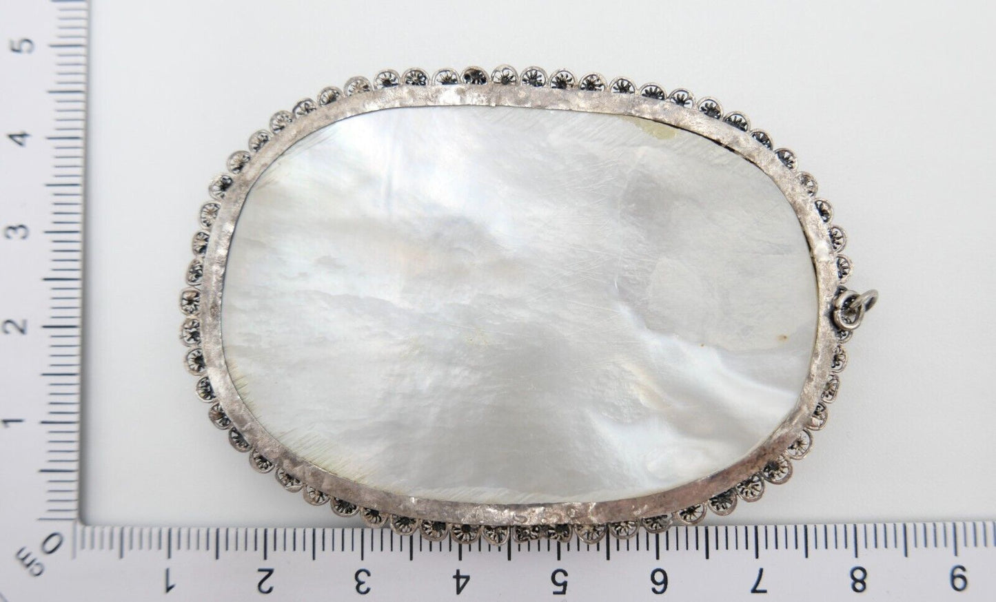 Großer Antiker Perlmutt Silber Anhänger Persisch - Orient Kampfszene um 1900 - Antikhandel-Stuttgart