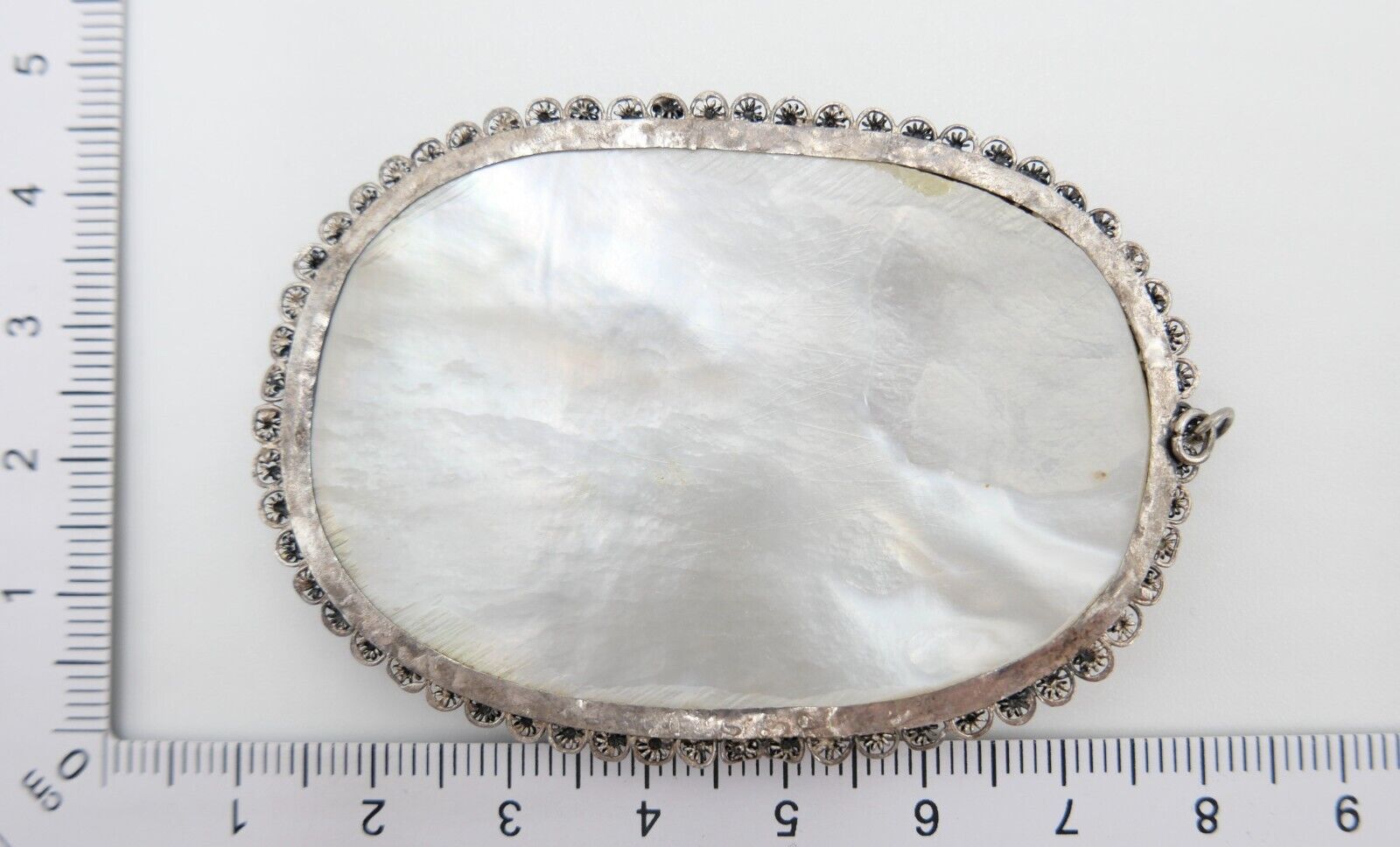 Großer Antiker Perlmutt Silber Anhänger Persisch - Orient Kampfszene um 1900 - Antikhandel-Stuttgart