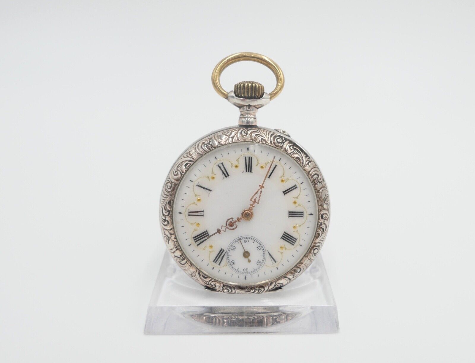 Taschenuhr um 1900 Ø 46mm AM 800 Silber Galonne Schweiz / Deutschland - Antikhandel-Stuttgart