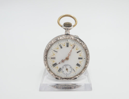 Taschenuhr um 1900 Ø 46mm AM 800 Silber Galonne Schweiz / Deutschland - Antikhandel-Stuttgart
