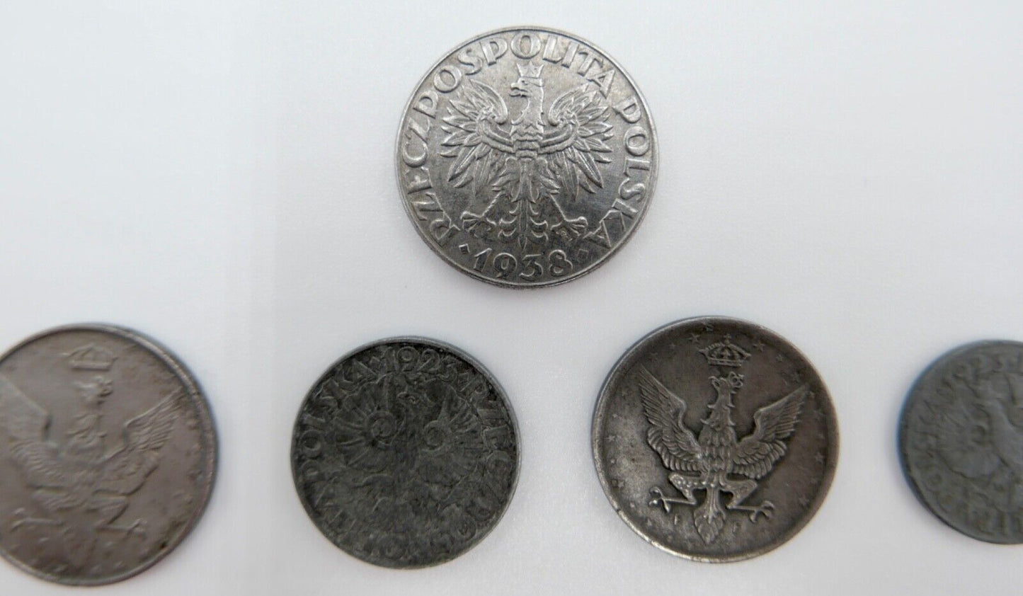 Posten Lot POLEN 1917-1939 Fenigow & Grozny Münzen 9 Stück Polskie - Antikhandel-Stuttgart