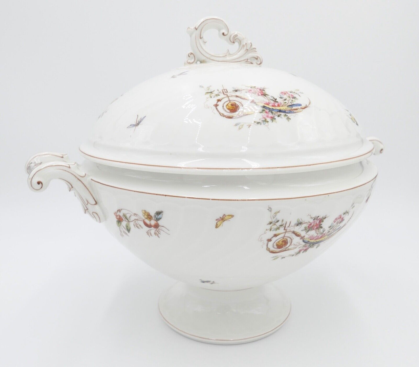 um 1900 große JUGENDSTIL XL Suppenterrine florales Dekor Blumenmuster Gravur - Antikhandel-Stuttgart