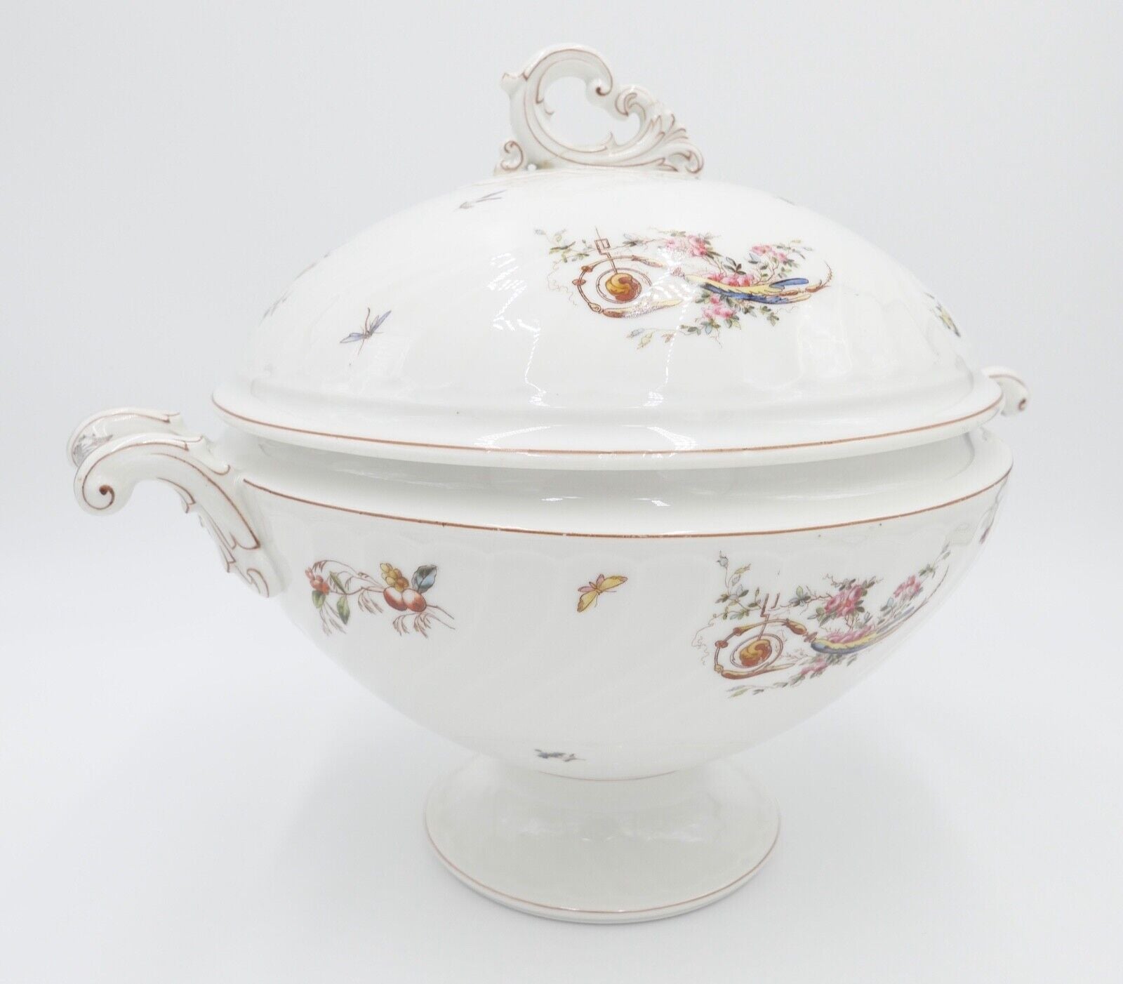 um 1900 große JUGENDSTIL XL Suppenterrine florales Dekor Blumenmuster Gravur - Antikhandel-Stuttgart