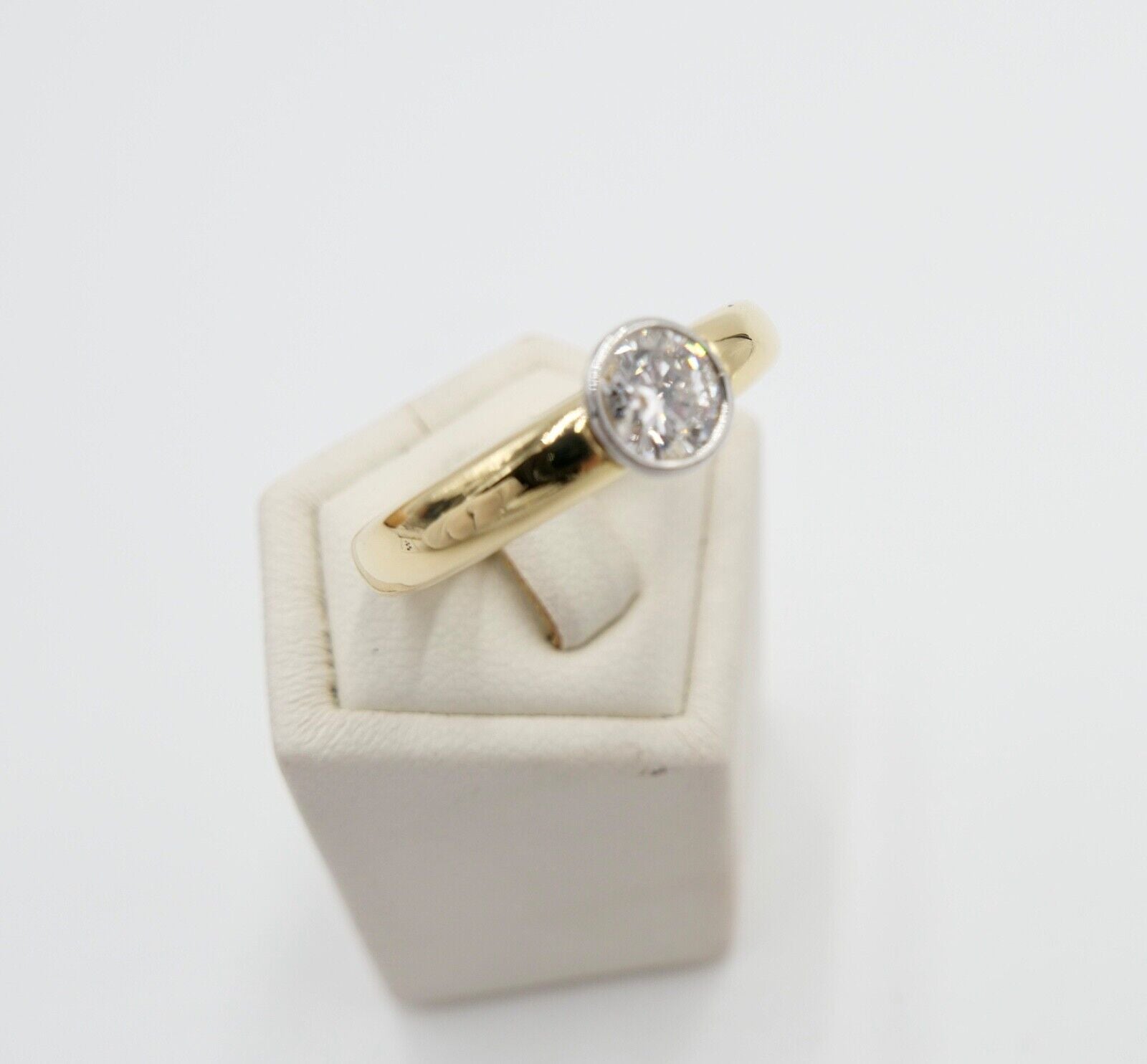 Massiver 750 18K LUXUS Gelbgold Damen Brillant Spannring 0,90 Ct tGr.56 - Antikhandel-Stuttgart