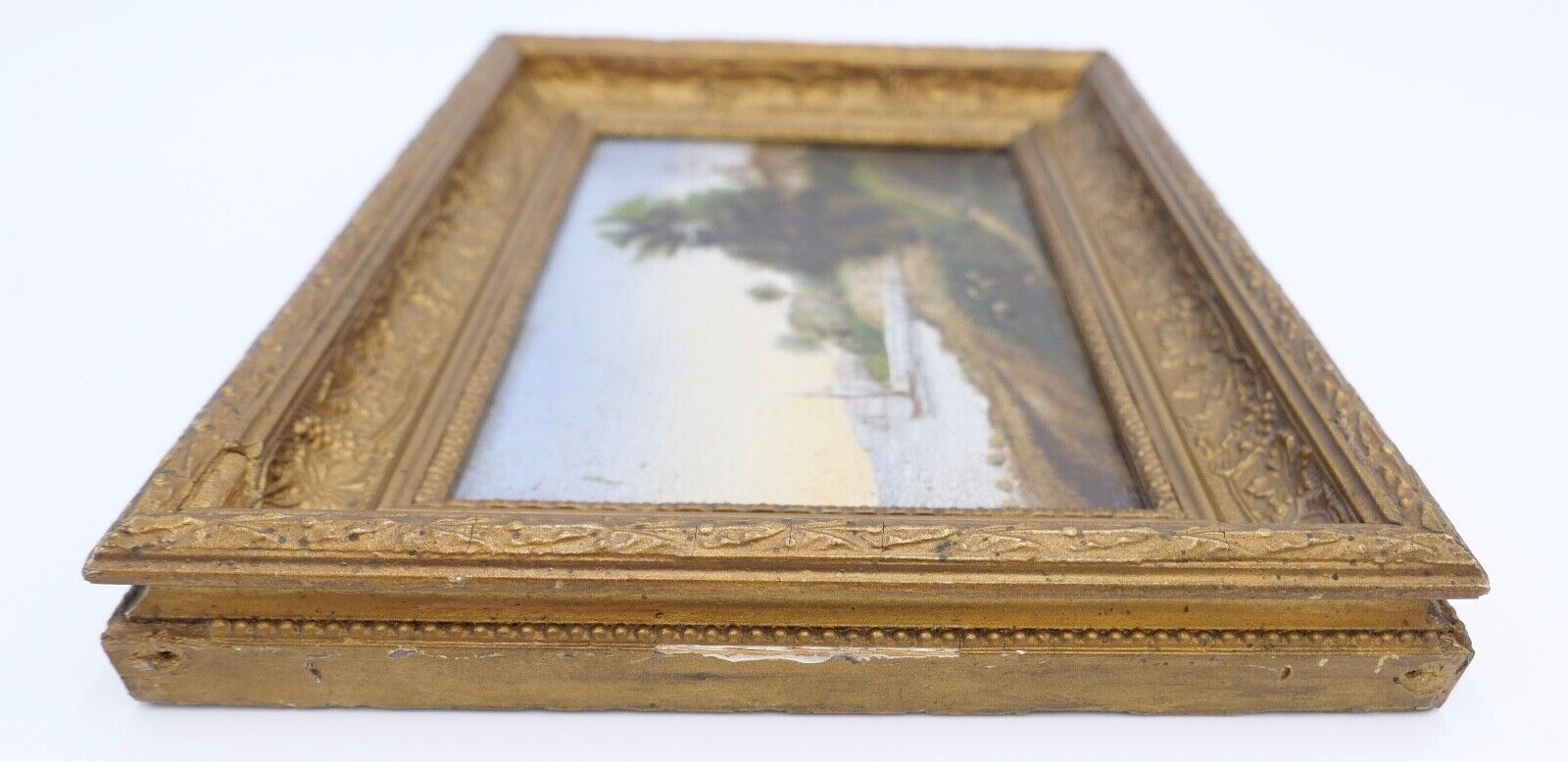 kleines Ölgemälde Öl auf Holz sig. C. Halm Landschaft Dünen Hafen very. Dänemark - Antikhandel-Stuttgart