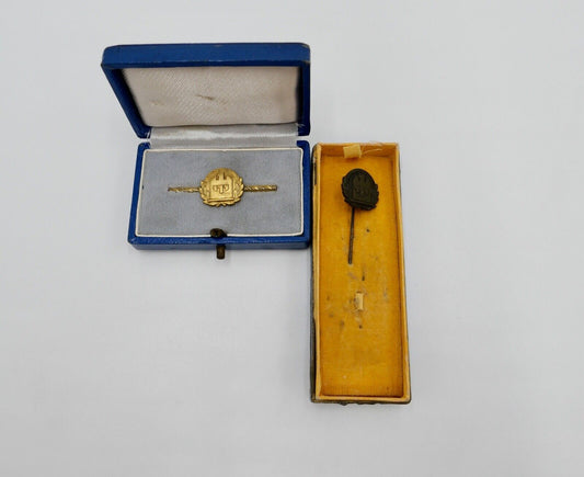 2x Alte Allianz Gold Silber Anstecknadel Pin 333 835 Mitarbeiter ab 1923 SELTEN - Antikhandel-Stuttgart