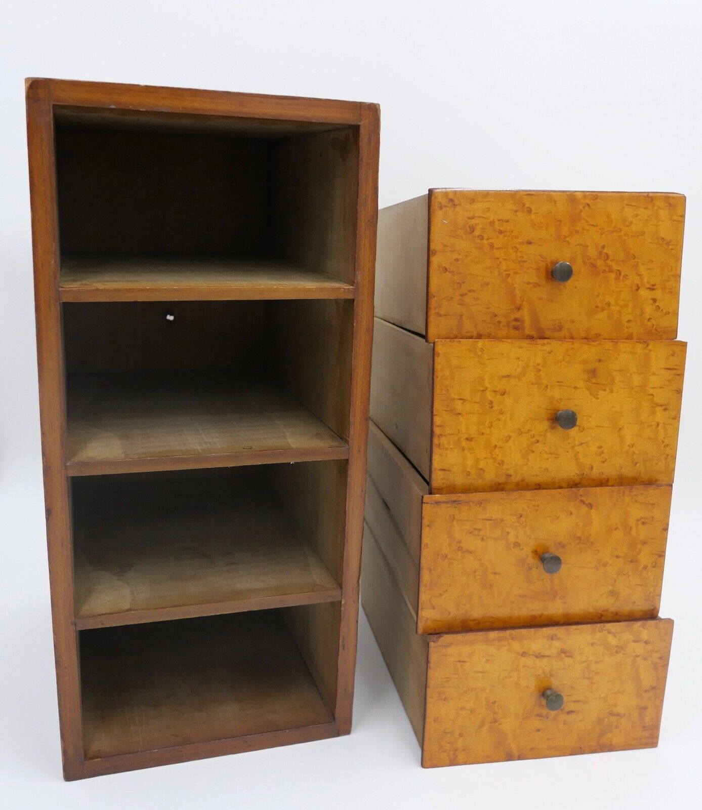 um 19. Jh antike Kommode mit Schubladen 19x25x41 cm Birkenholz Furnier - Antikhandel-Stuttgart