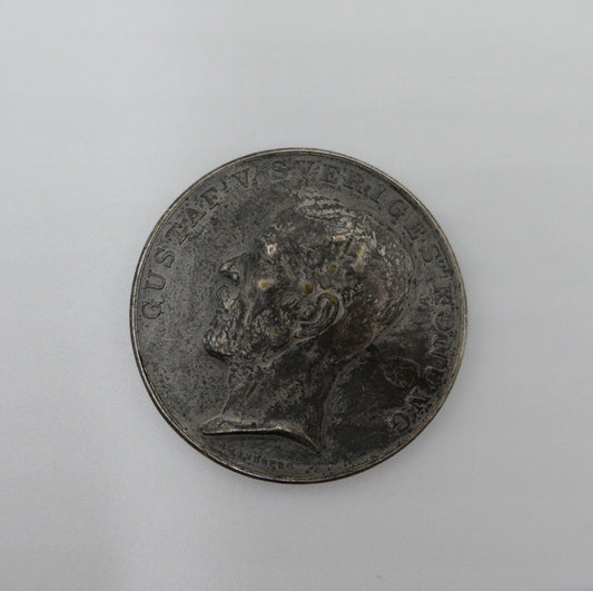 Medaille König Gustav Schweden Stockholm C.G.H. versilbert A. Lindberg - Antikhandel-Stuttgart
