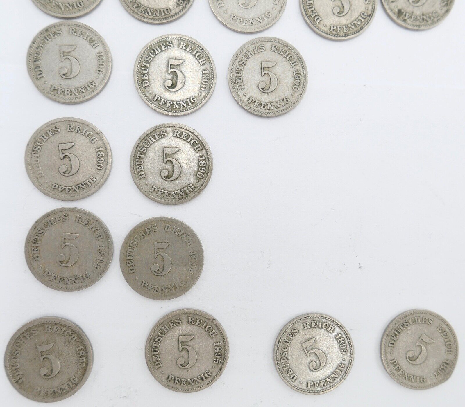 33x 5 Pfennig 1890 - 1905 A D E F G J großer Adler Jäger J.12 ss - stg - Antikhandel-Stuttgart