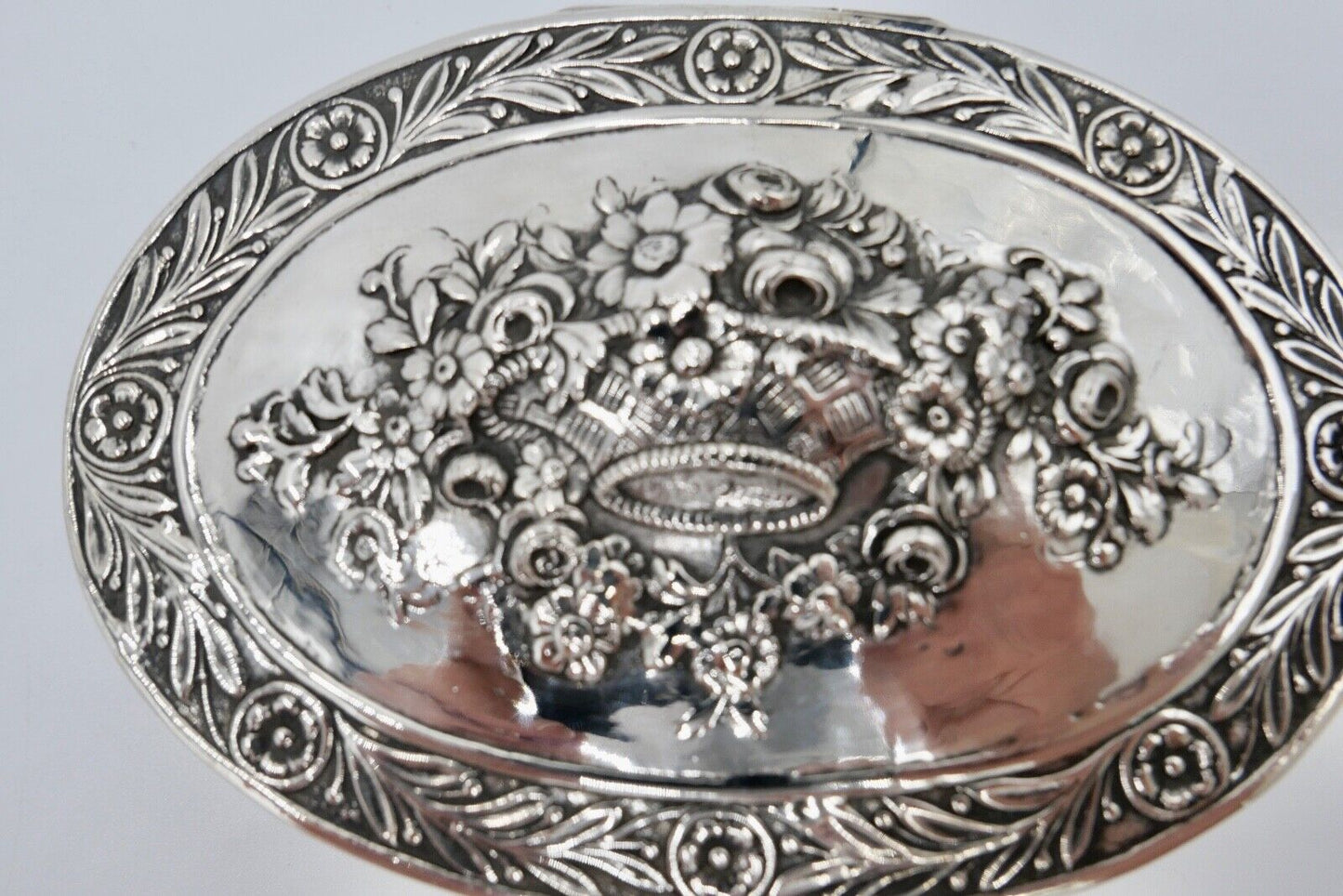 Jugendstil um 1900 830 Silber Deckeldose Schatulle Tabakiere floral - Antikhandel-Stuttgart