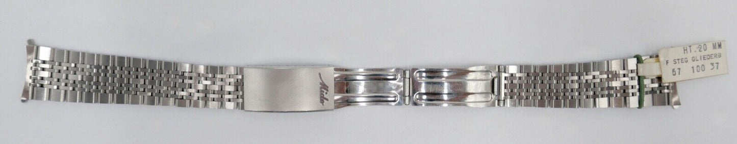 NEU 80er Jahre Original MIDO Edelstahl 20/16 mm Gliederband Faltschliesse - Antikhandel-Stuttgart