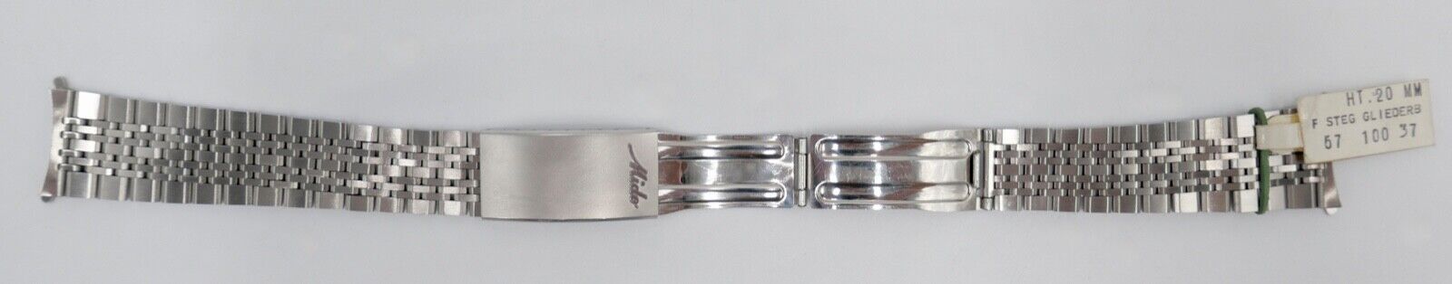 NEU 80er Jahre Original MIDO Edelstahl 20/16 mm Gliederband Faltschliesse - Antikhandel-Stuttgart