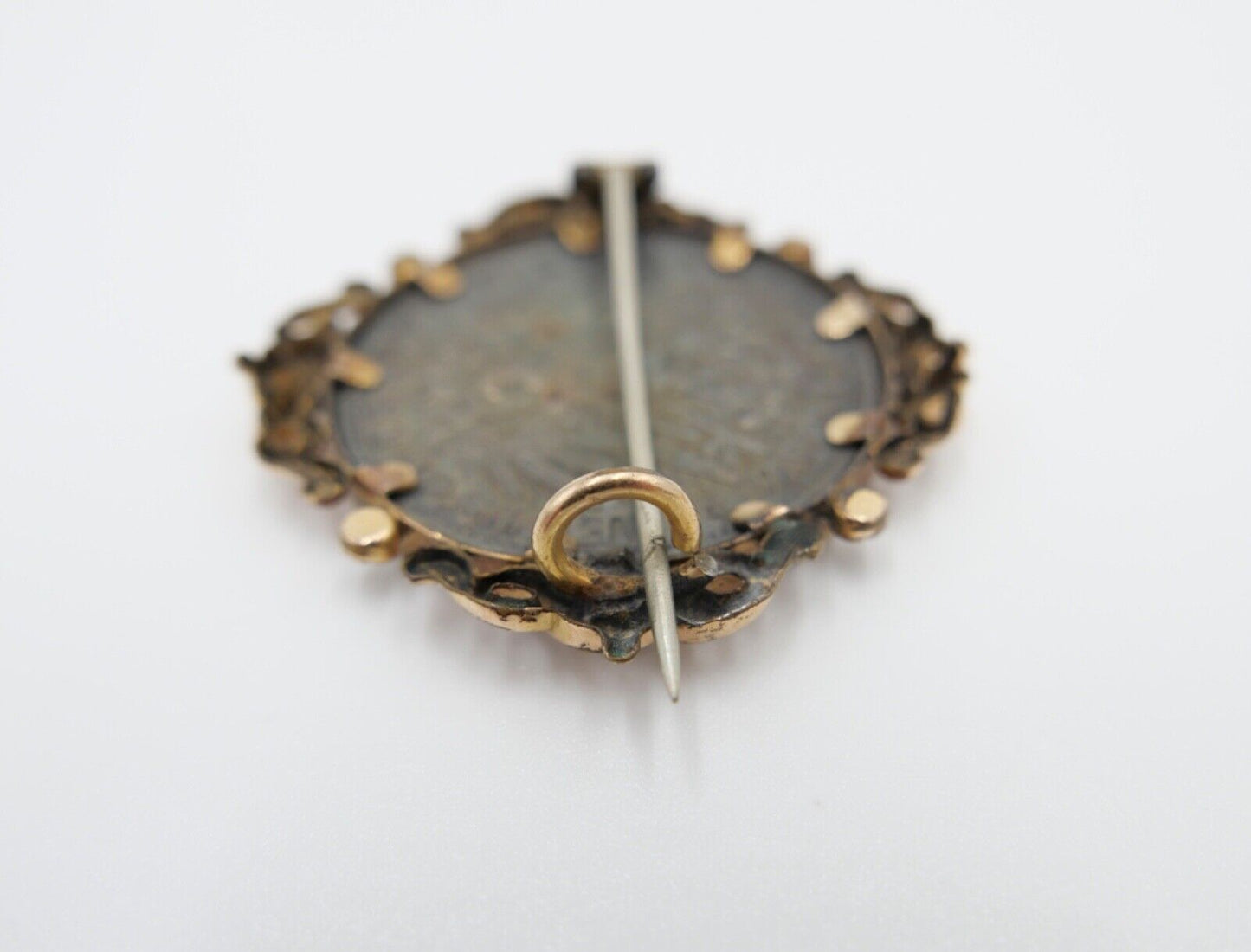 Brosche 2 Mark 1906 G Silbermünze Friedrich und Luise von Baden J.34 vergoldet - Antikhandel-Stuttgart