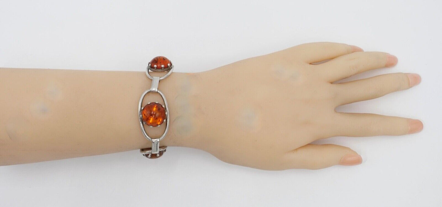 Altes 835 Silber Bernstein Gliederarmband Armband - Antikhandel-Stuttgart