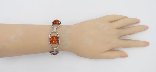 Altes 835 Silber Bernstein Gliederarmband Armband - Antikhandel-Stuttgart