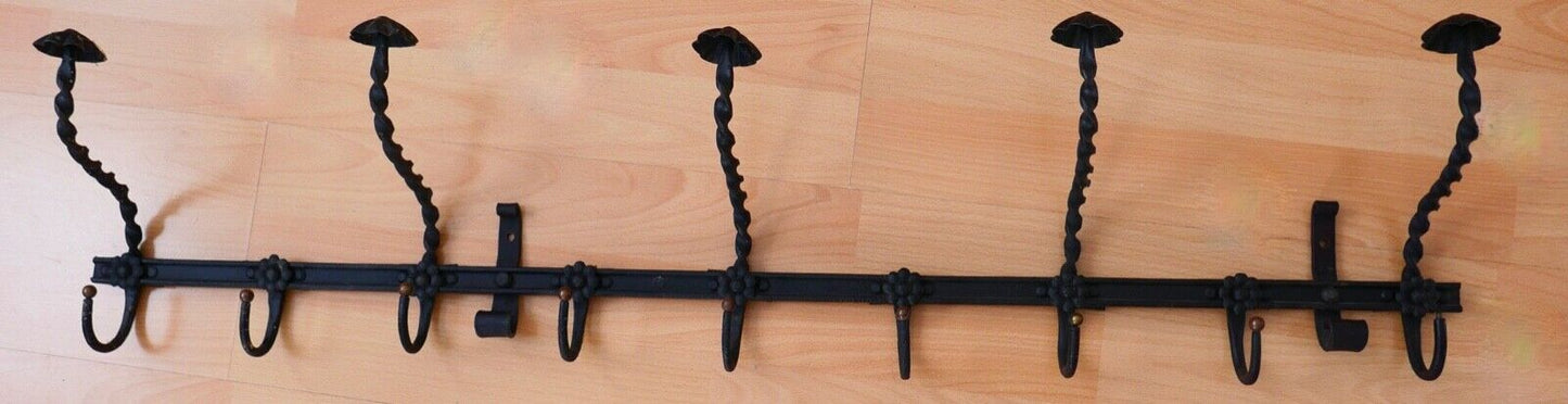 Alte Garderobe Eisen mit 9 Haken 98x22cm Wandgarderobe 1960er Jahre - Antikhandel-Stuttgart