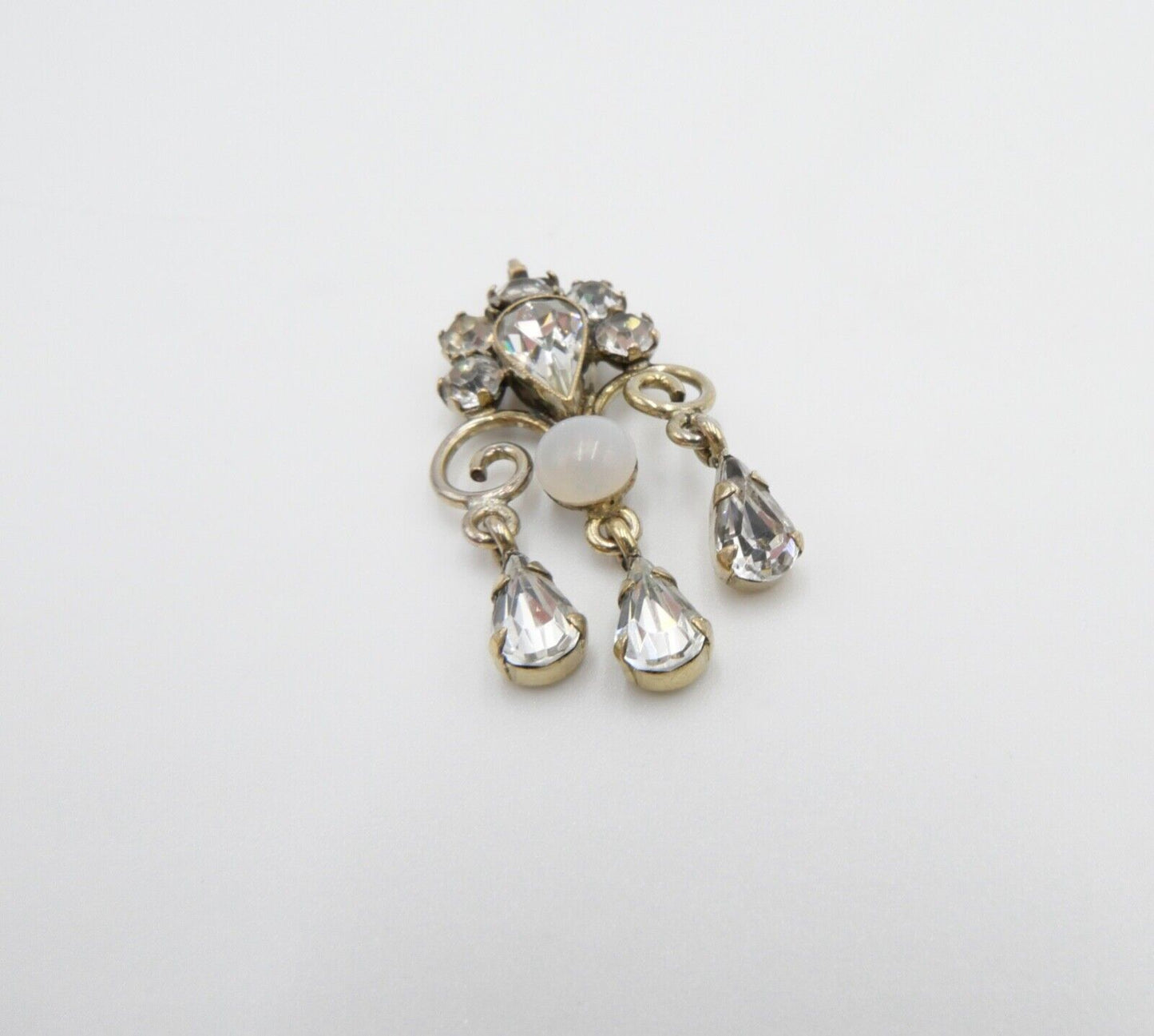 alter Anhänger vergoldet mit Glassteinen Ø 31mm 1960er Jahre - Antikhandel-Stuttgart