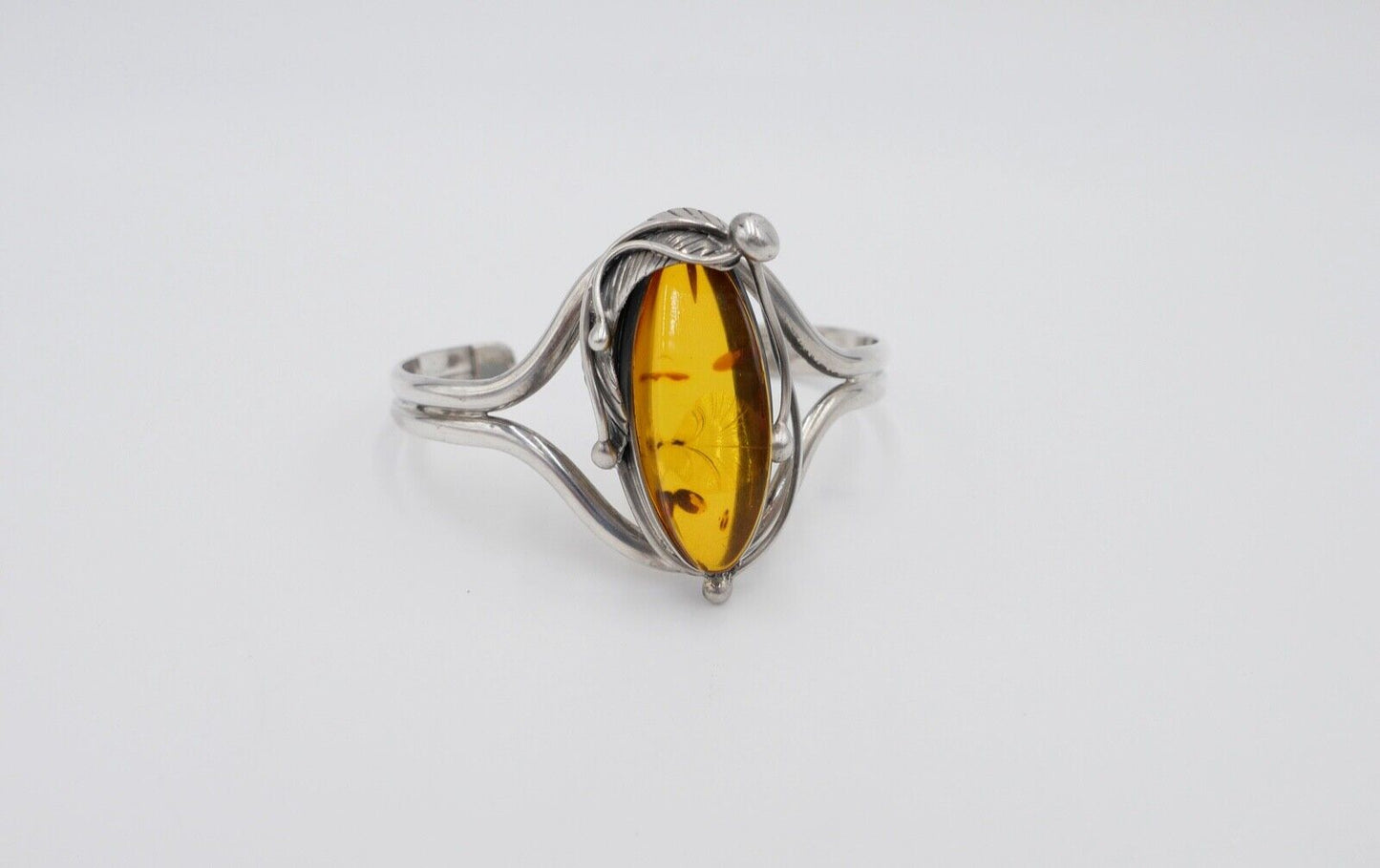 vintage Silber 925 Bernstein Armband floral Armreif Sterlingsilber - Antikhandel-Stuttgart