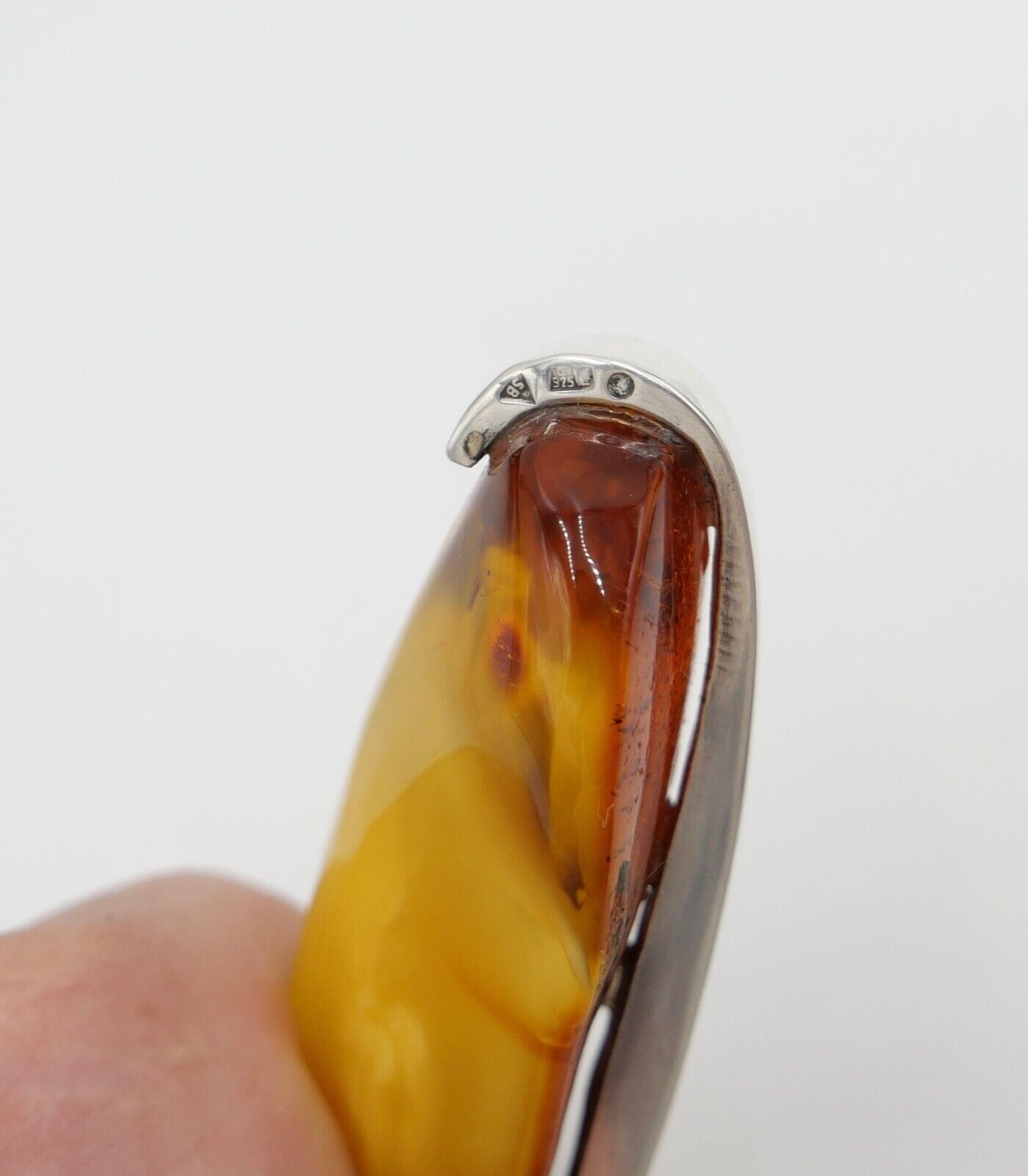 Großer Bernstein Butterscotch Anhänger 925 Silber SB Danzig 11 cm HANDGEFERTIGT - Antikhandel-Stuttgart