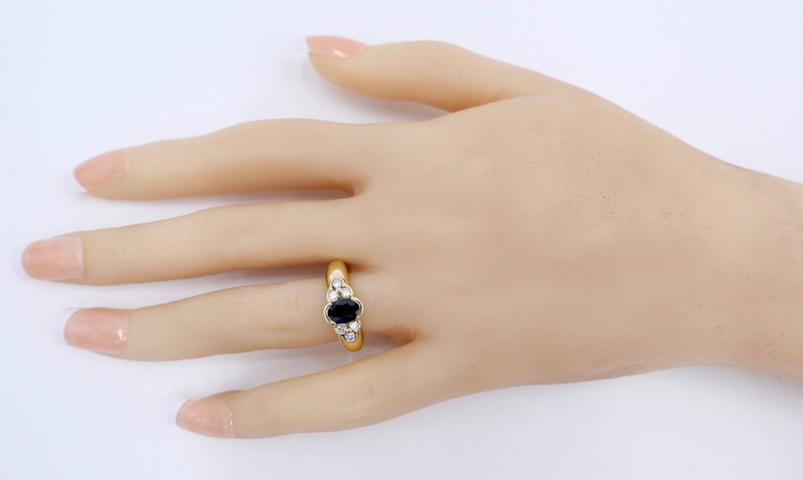 1980er massiver 750 18K Damen Gelbgold Ring 1,3 Ct Brillant & Saphir Gr. 53 - Antikhandel-Stuttgart