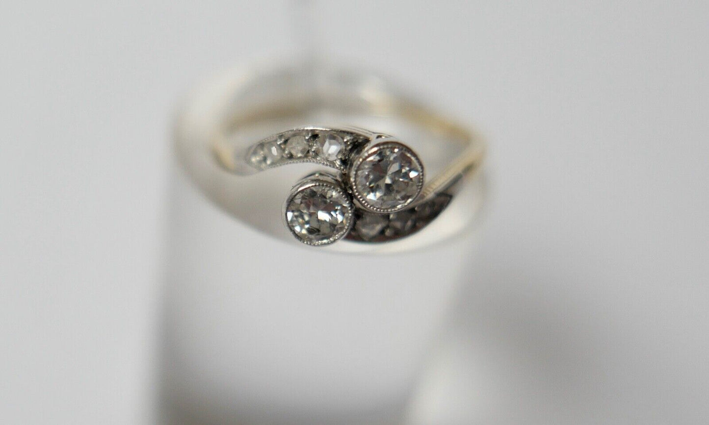 tuá e muá Gelbgold Ring 0,54 Ct Brillanten 585 14K Gr.52 1950er Jahre - Antikhandel-Stuttgart