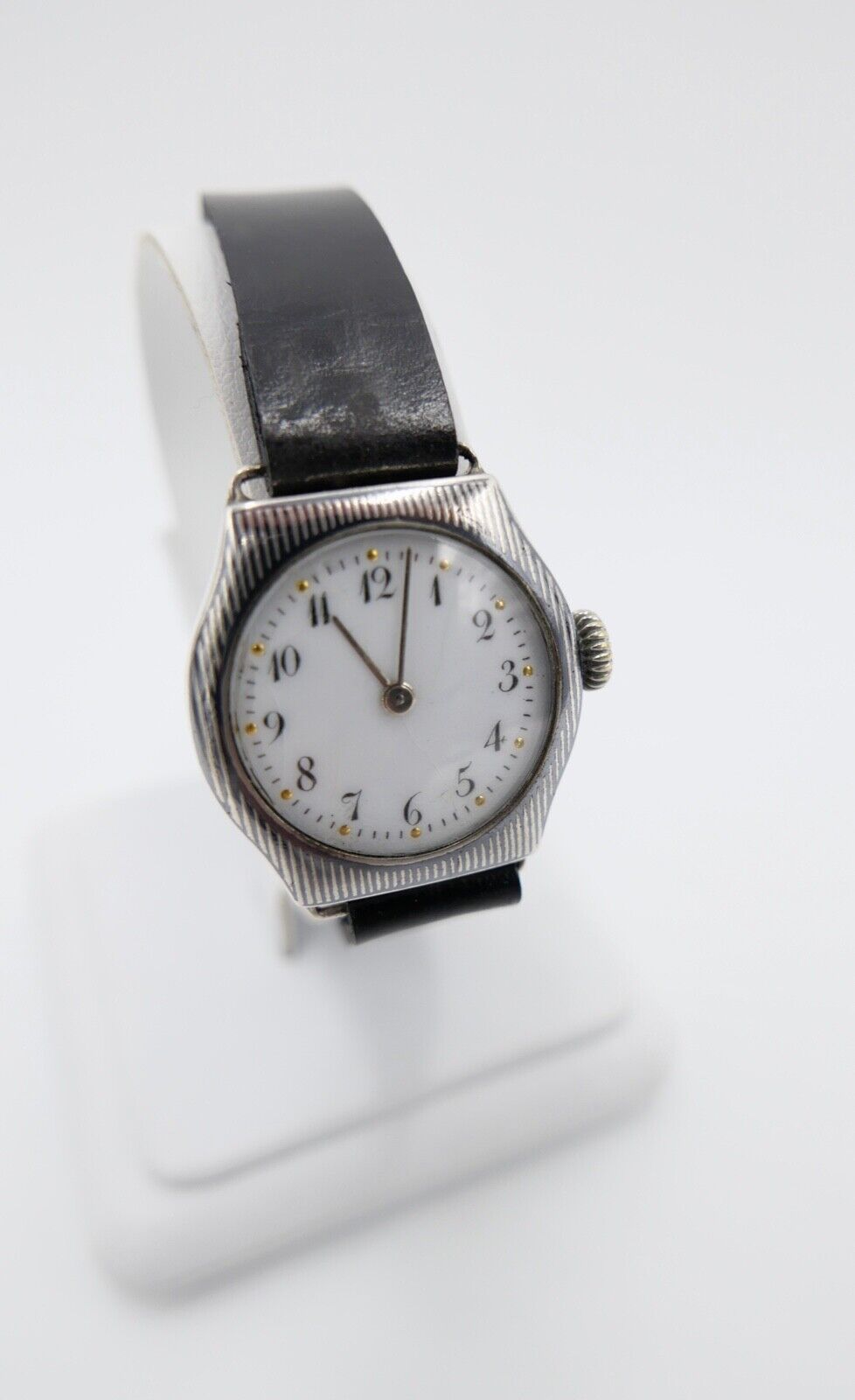 1960er Handaufzug Damen 800 Silber Uhr HG Cal. Alpina 590R Porzellan Zifferblatt - Antikhandel-Stuttgart