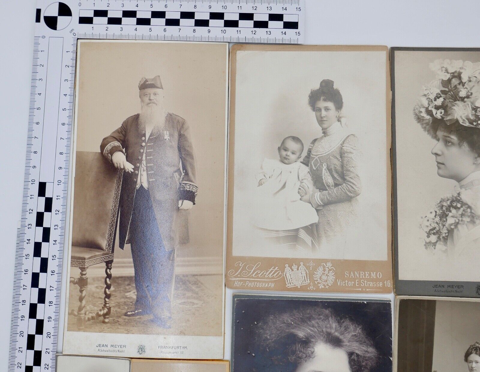 7x antike Großfoto auf Pappe Portrait Frankfurt Sanremo Wiesbaden Bonn - Antikhandel-Stuttgart