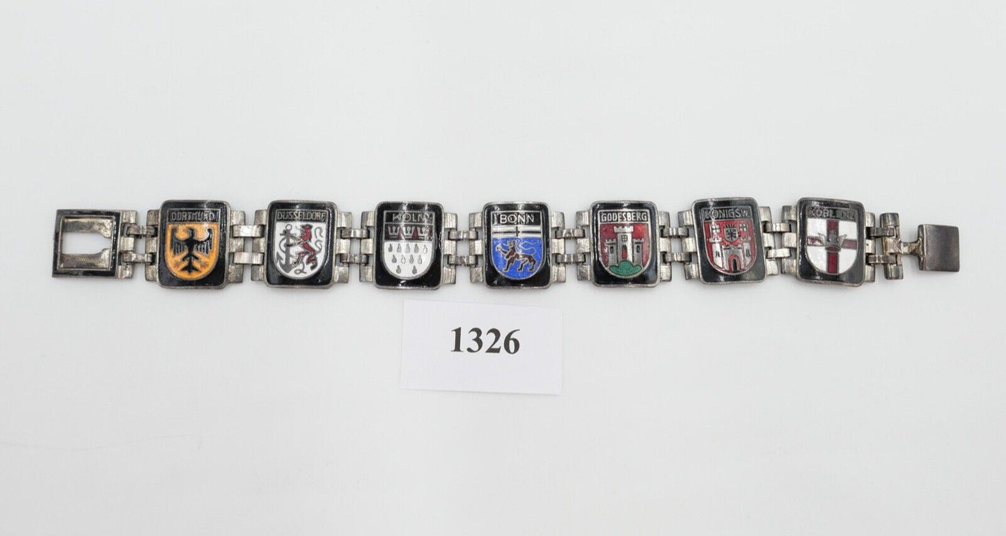 30er Wappen Armband versilbert Emaille Köln Bonn Dortmund Düsseldorf - Antikhandel-Stuttgart