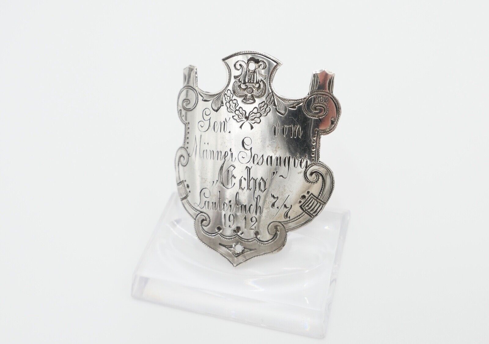 Fahrrad Plakette 1912 Silber 800 Männer Gesangsverein ECHO Lauterbach - Antikhandel-Stuttgart