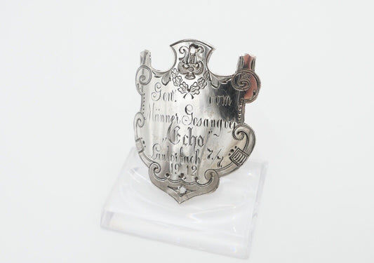 Fahrrad Plakette 1912 Silber 800 Männer Gesangsverein ECHO Lauterbach - Antikhandel-Stuttgart