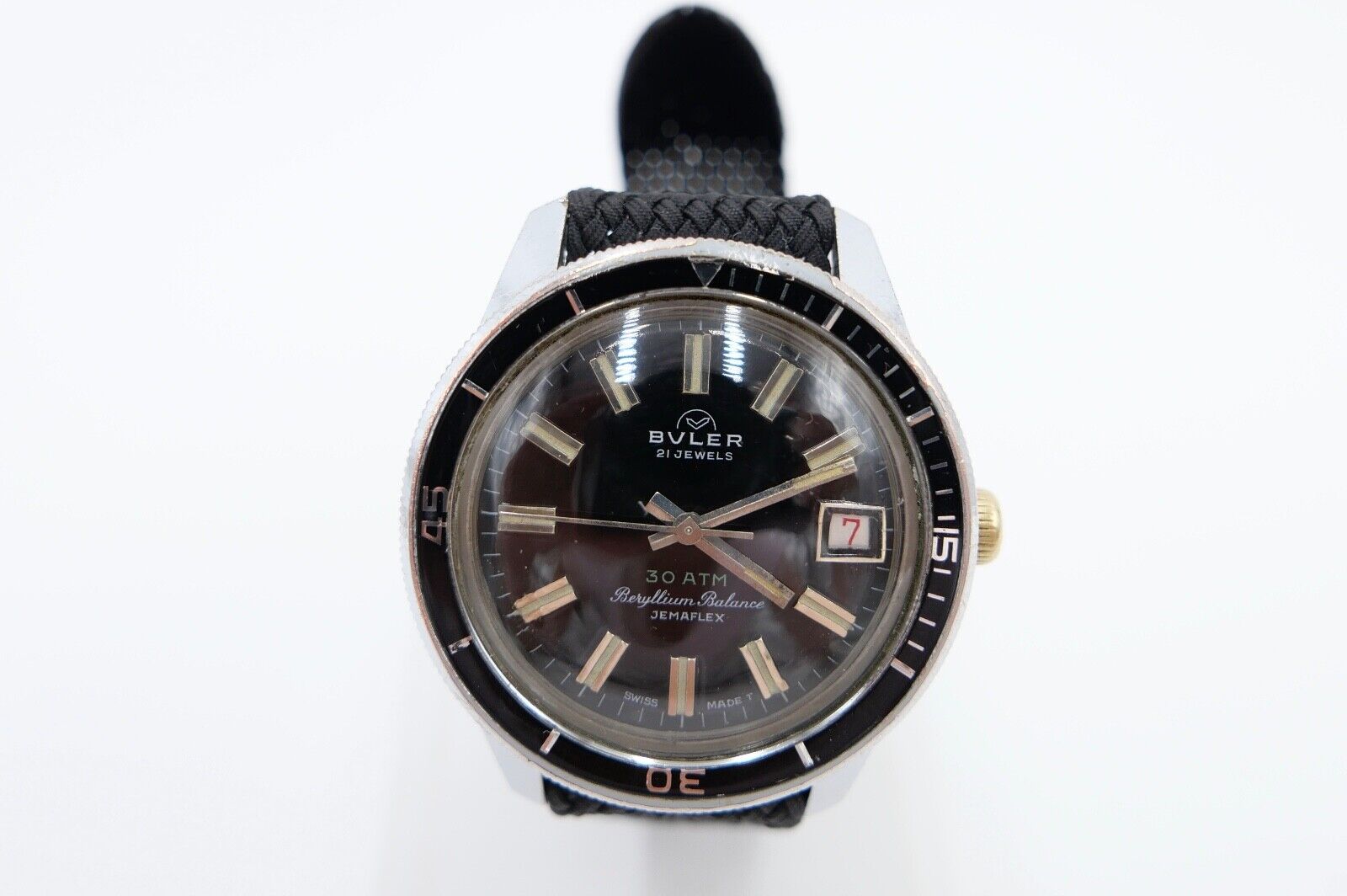 RAR 60er BULER Beryllium Balance Jemaflex DIVER Taucher Ø 36 mm neues Armband - Antikhandel-Stuttgart