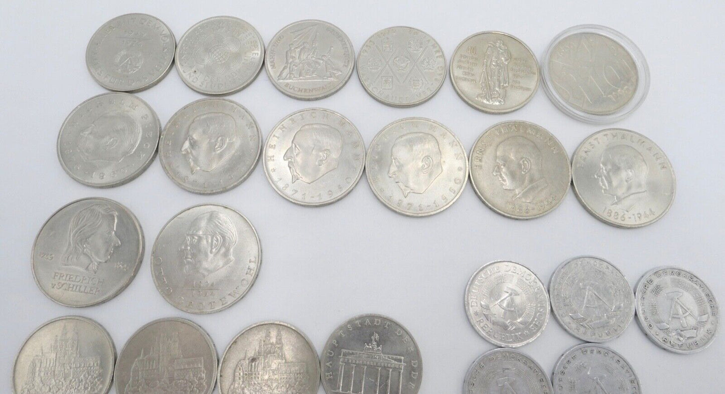 Konvolut Posten 1 , 2 , 5 , 10 , 20 DDR Mark 20 50 DDR Pfennig - Antikhandel-Stuttgart