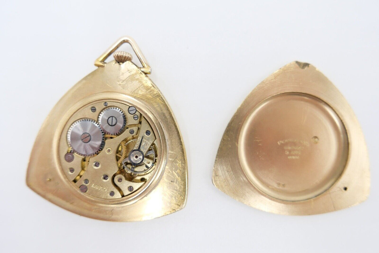 Taschenuhr Seltene Dreieckige LANCO vergoldet pocket watch Dreieck Plaque Or - Antikhandel-Stuttgart