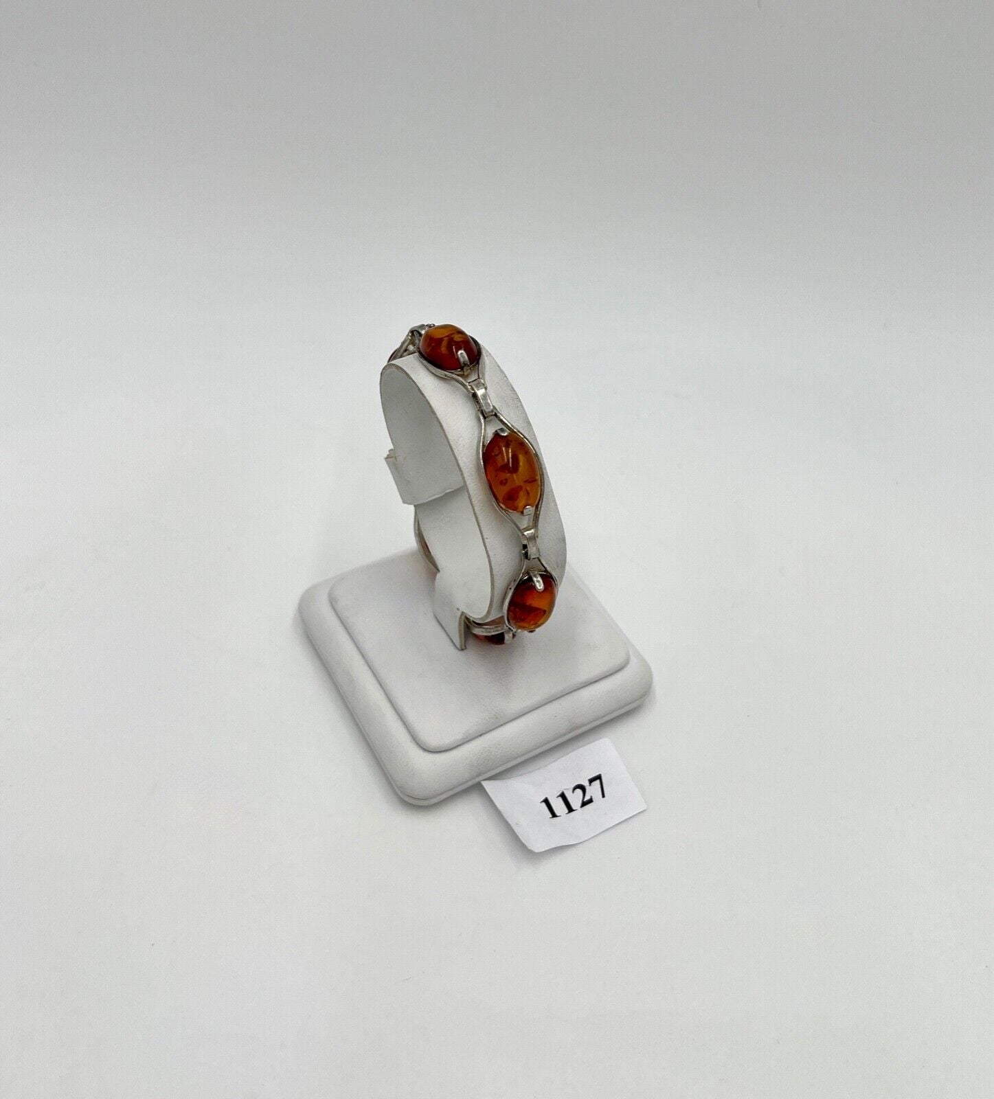 vintage Cabochon Bernstein Armband Gliederarmband Silber - Antikhandel-Stuttgart