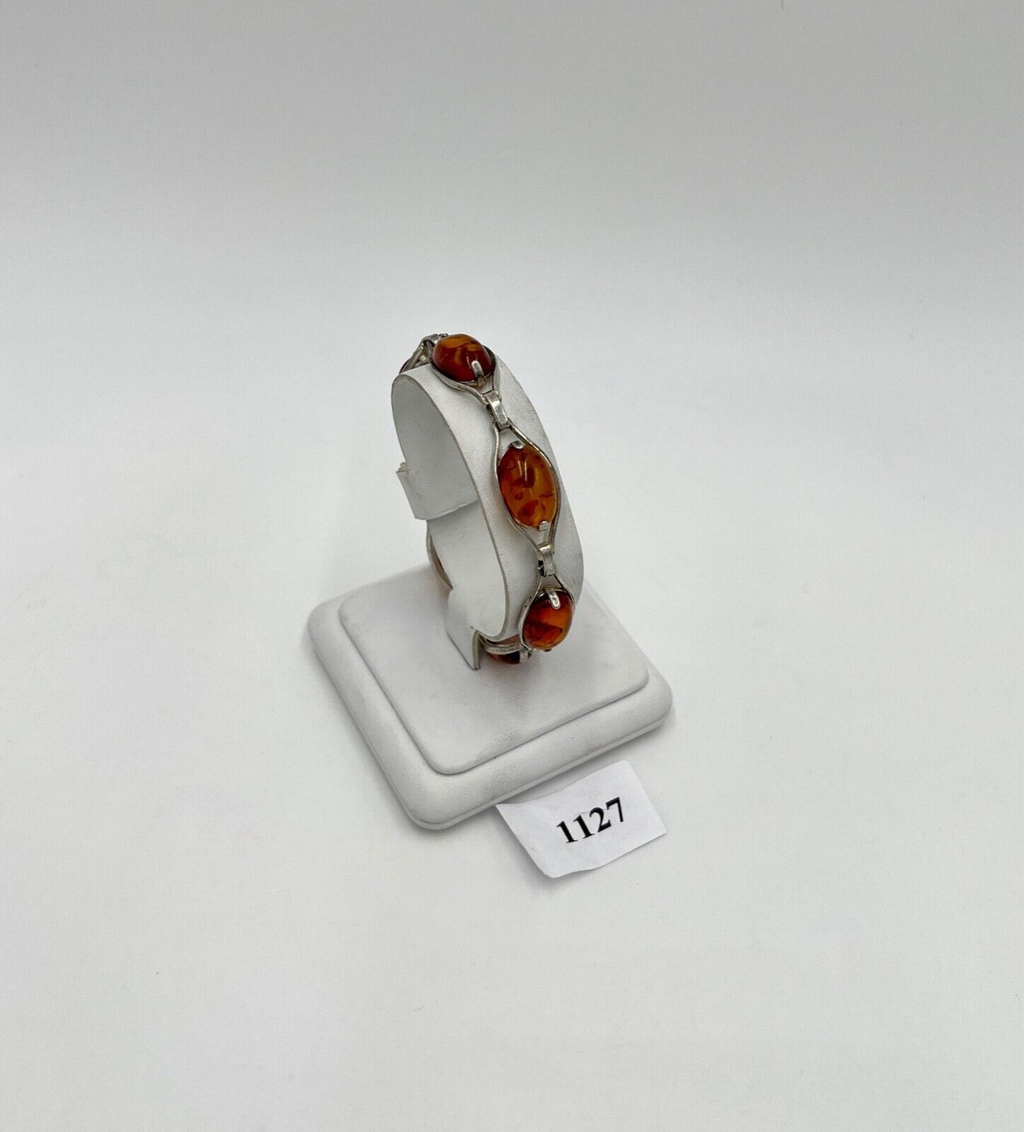 vintage Cabochon Bernstein Armband Gliederarmband Silber - Antikhandel-Stuttgart