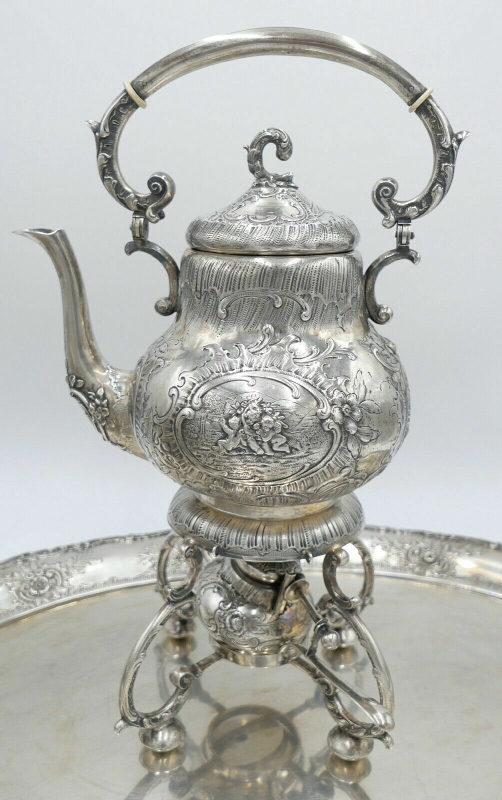 XL Jugendstil Kaffee Tee Service " Friedrich Reusswig Hanau " 800 Silber 6 KG - Antikhandel-Stuttgart