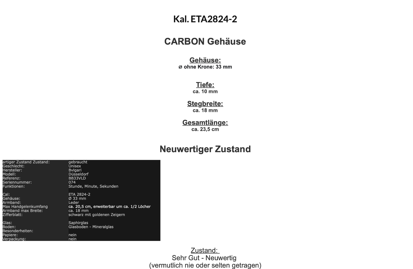 1994 BVLGARI BULGARI DÜSSELDORF CARBON Schwarz Gold LIMITIERTE AUFLAGE 074/ 600 - Antikhandel-Stuttgart