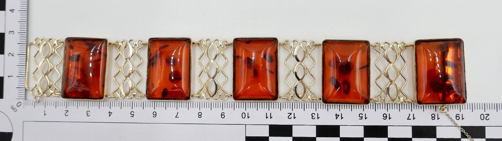 FISCHLAND Damen Bernstein Armband Gelbgold 333 8K amber 19,3 cm - Antikhandel-Stuttgart