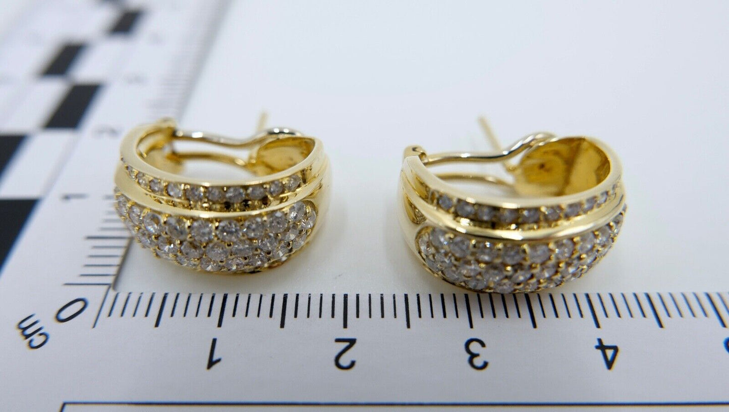2,52 Ct Diamant Halbcreolen 585 14K Gelbgold 106 Brillanten besetz Ohrringe 90er - Antikhandel-Stuttgart