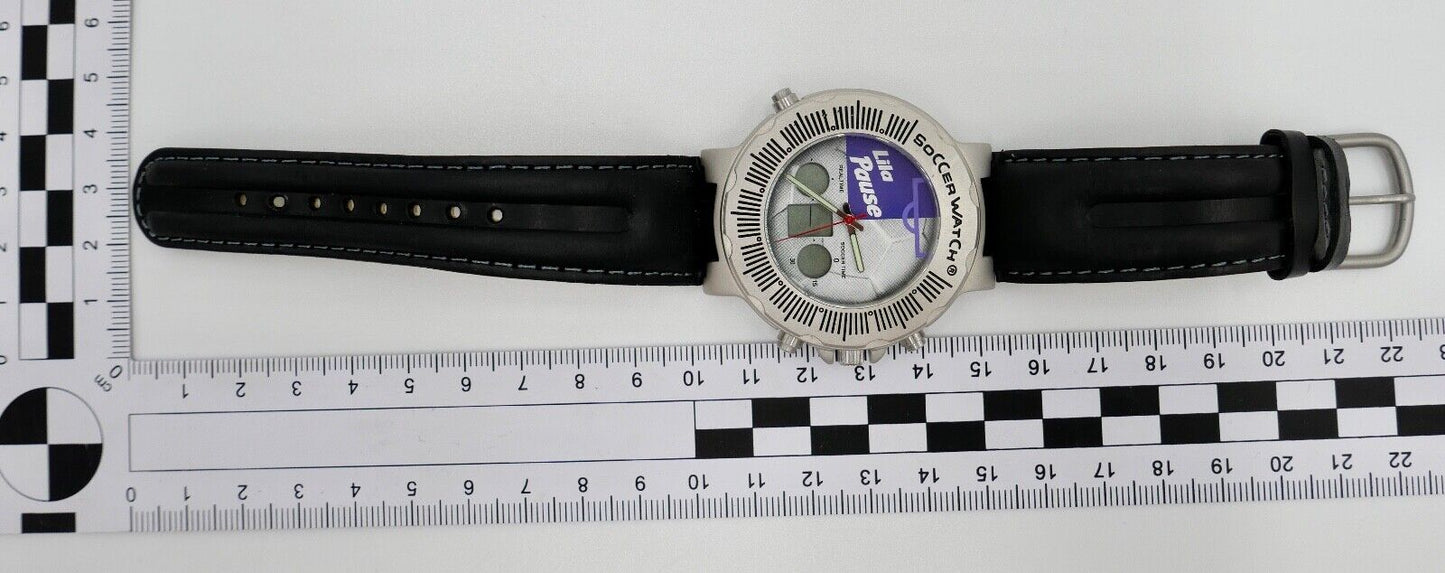 MILKA LILA PAUSE SOCCER WATCH Armbanduhr NEU in OVP Digital Quarz Stoppfunktion - Antikhandel-Stuttgart