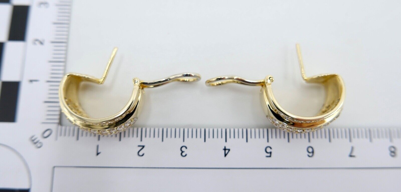 2,52 Ct Diamant Halbcreolen 585 14K Gelbgold 106 Brillanten besetz Ohrringe 90er - Antikhandel-Stuttgart