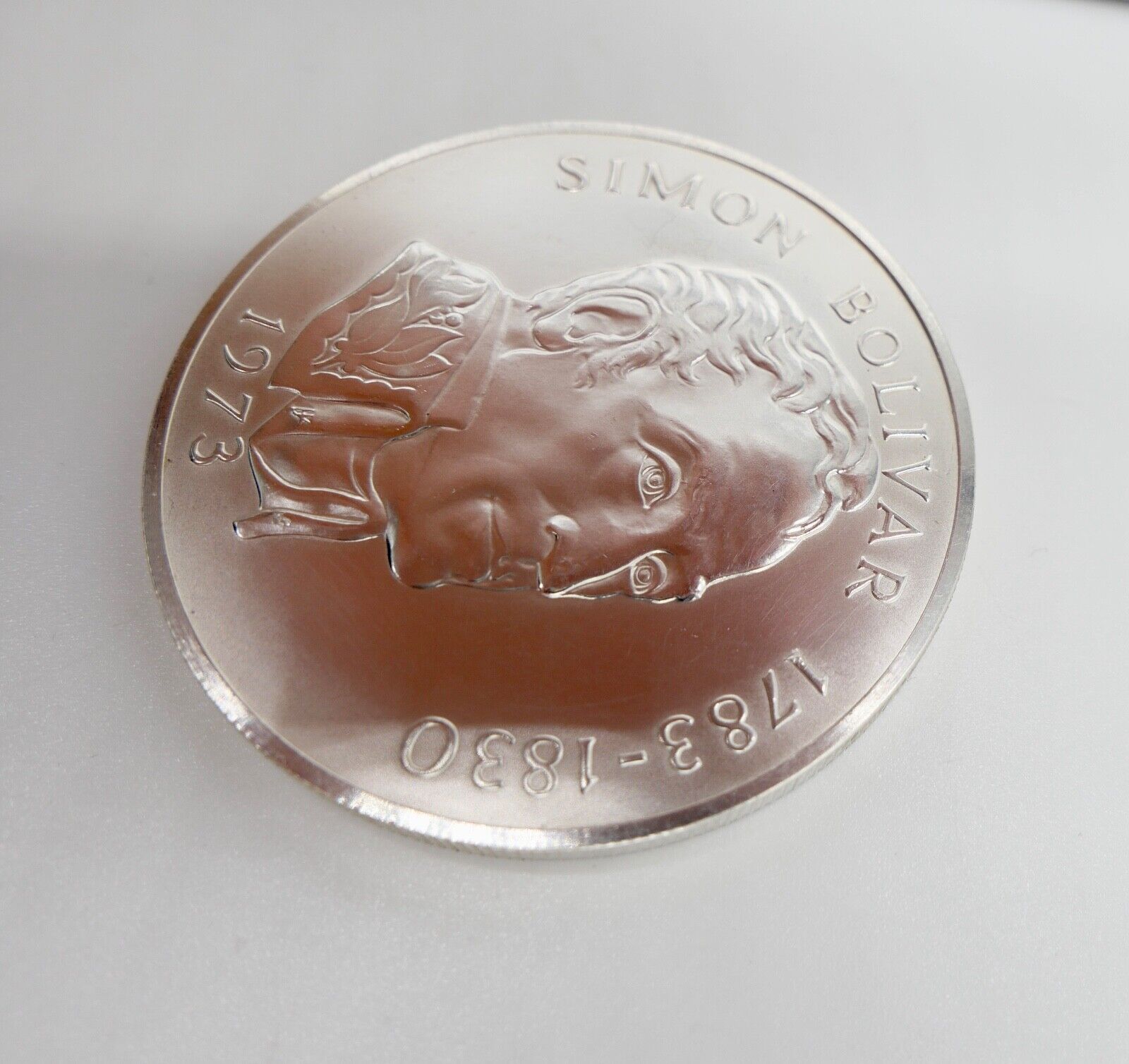 20 Balboas Republic Panama 1973 Simon Bolivar 129,59 Gramm 925 Silber XXL - Antikhandel-Stuttgart