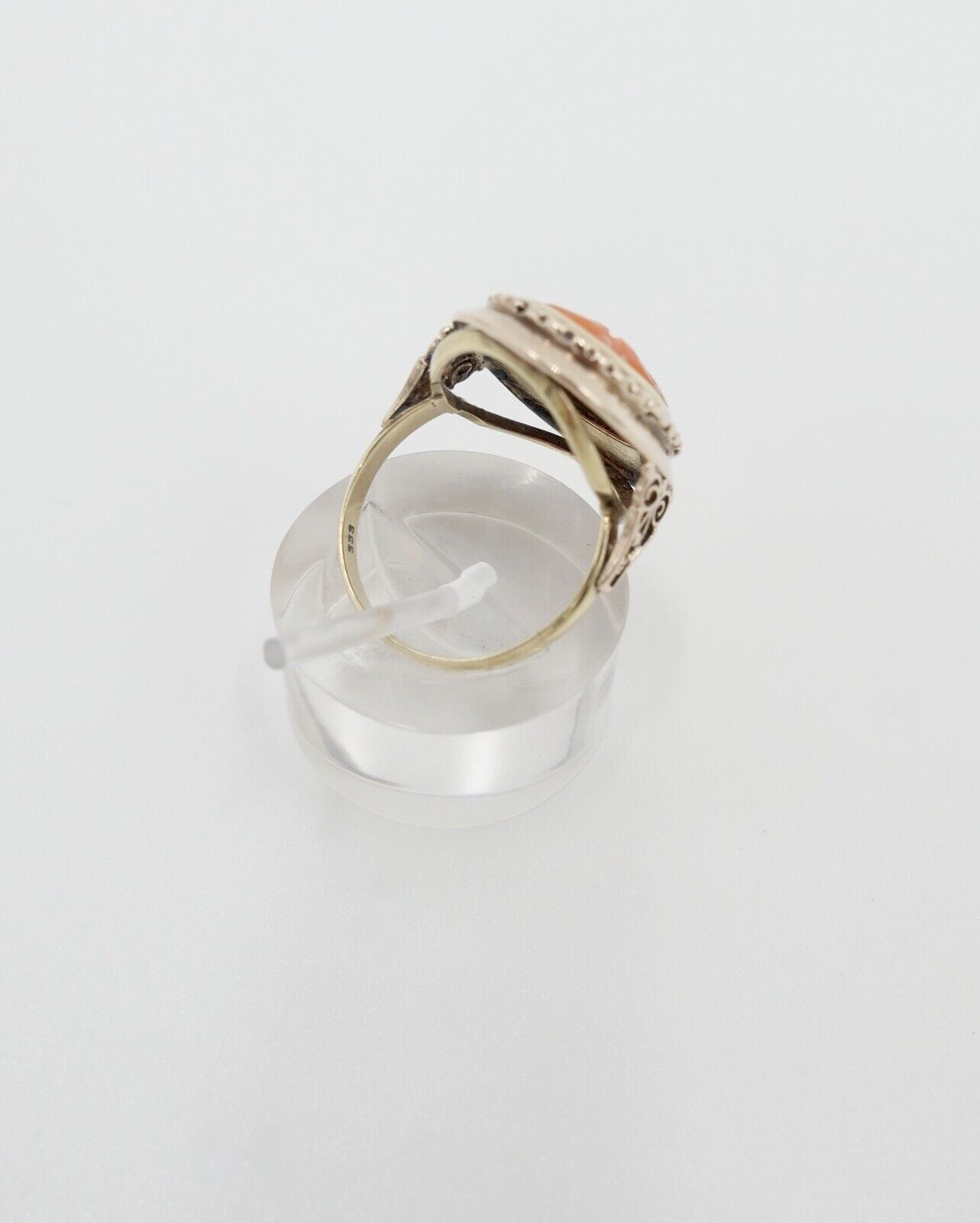 um 1850 antiker Korallen Ring Gold 333 8K Gr. 55 Damenring Koralle 15,2x11,2 mm - Antikhandel-Stuttgart