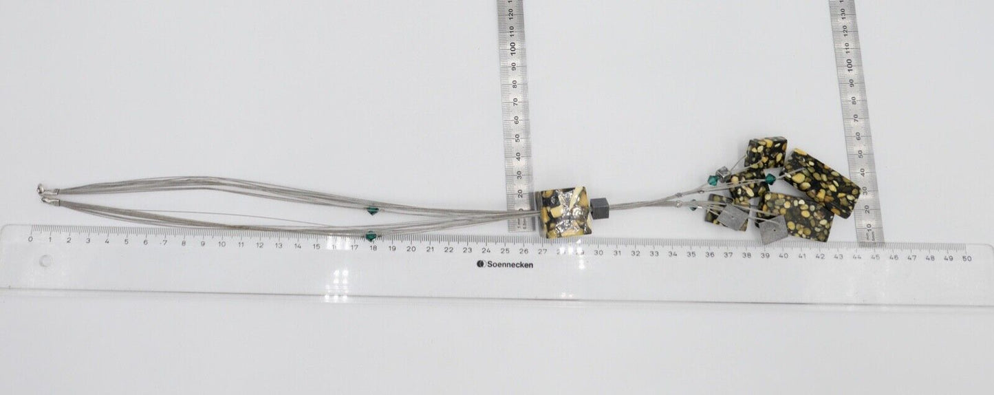 Vintage Designer Bernstein Würfel Kette Halskette Collier Silber Amber 46,4 gr - Antikhandel-Stuttgart